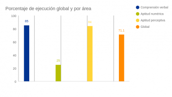 Porcentaje de ejecución global y por área